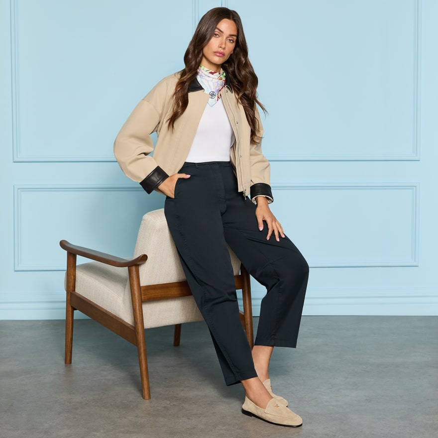 LTD RELEASE LEATHER COLLAR TRI-COTTON CROPPED JACKET - US 6850