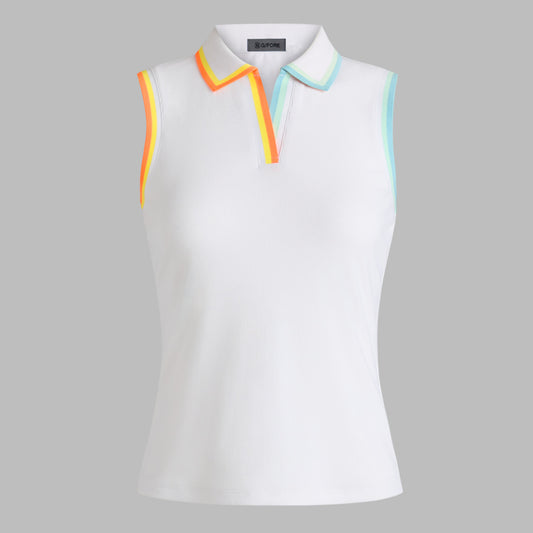 JOHNNY COLLAR RIBBED TECH SLEEVELESS POLO - US 9585