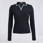 JOHNNY COLLAR NYLON RIB LONG SLEEVE POLO - US 0517