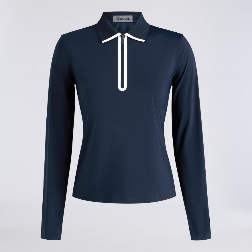 SILKY TECH NYLON LONG SLEEVE ZIP POLO - US 1021