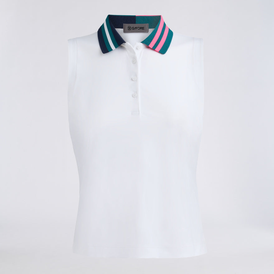 STRETCH NYLON INTERLOCK SLEEVELESS POLO - US 2758