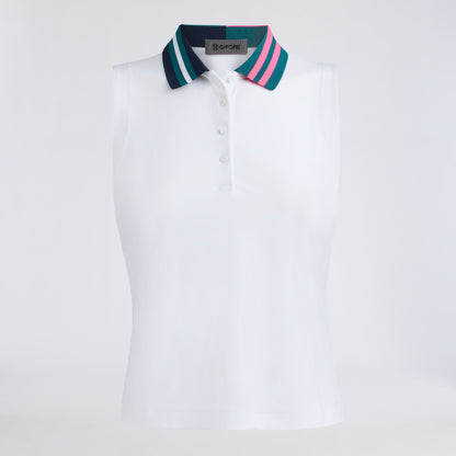STRETCH NYLON INTERLOCK SLEEVELESS POLO - US 2758