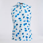 DROP FLORAL SILKY TECH NYLON SLEEVELESS POLO - US 0555