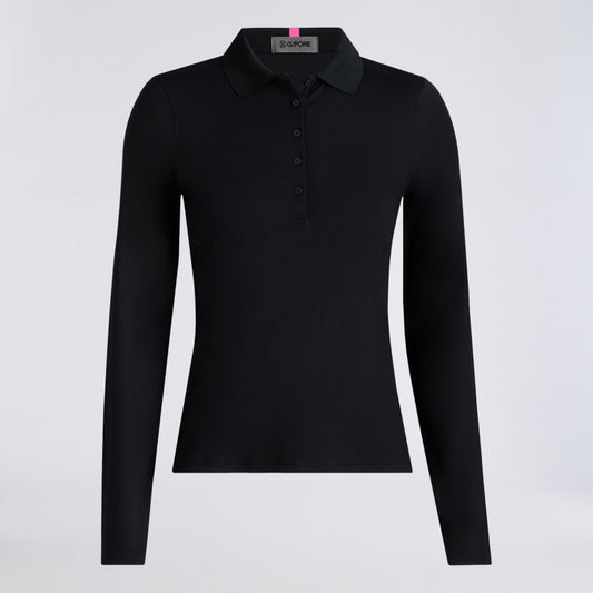 RIBBED TECH NYLON LONG SLEEVE POLO - US 3723