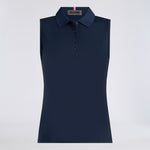 PLEATED COLLAR SILKY TECH NYLON SLEEVELESS POLO - US 8144