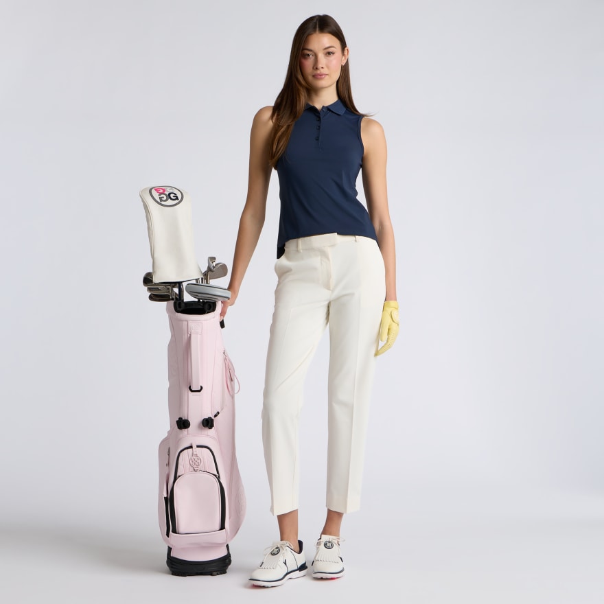 PLEATED COLLAR SILKY TECH NYLON SLEEVELESS POLO - US 8144