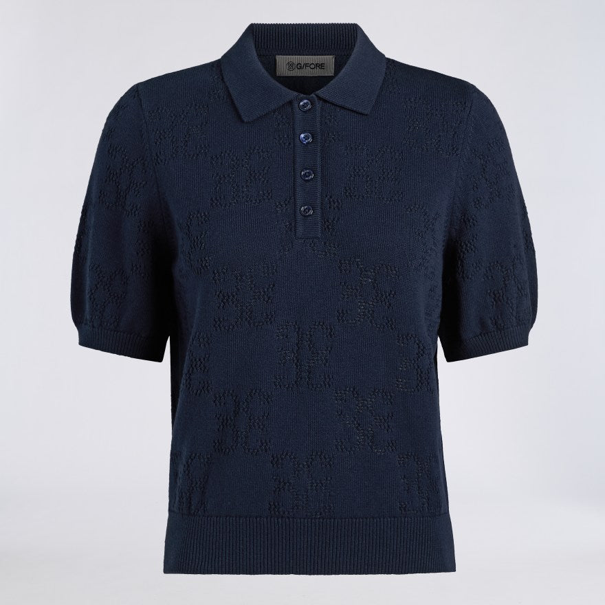 POINTELLE G COTTON SILK CASHMERE SWEATER POLO - US 6115