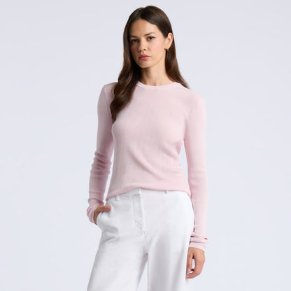 COTTON BLEND RIB KNIT FITTED TOP - US 4075