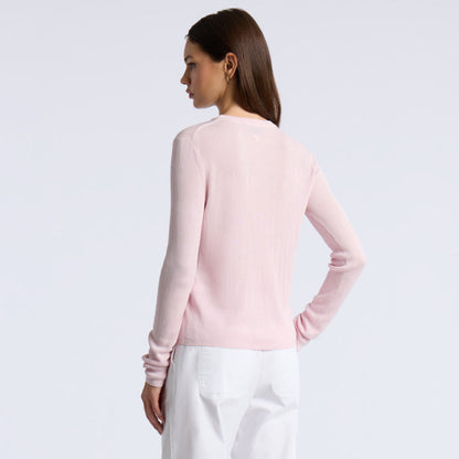 COTTON BLEND RIB KNIT FITTED TOP - US 4075