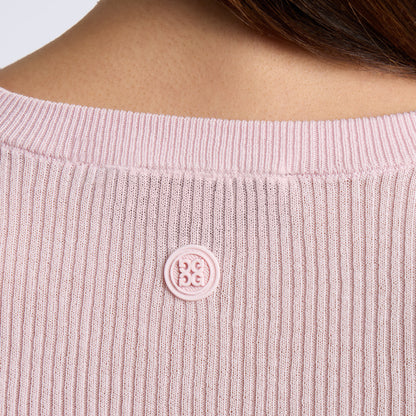COTTON BLEND RIB KNIT FITTED TOP - US 4075