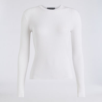 COTTON BLEND RIB KNIT FITTED TOP - US 4147