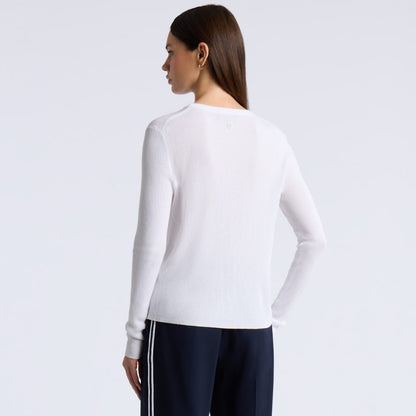 COTTON BLEND RIB KNIT FITTED TOP - US 4147